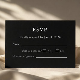 Tarjeta de RSVP en negro y blanco editable