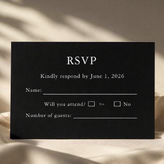 Tarjeta de RSVP en negro y blanco editable