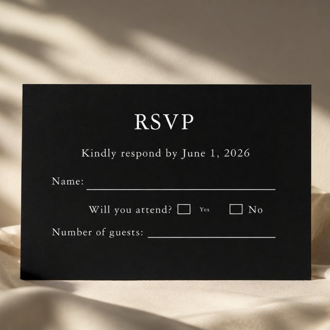 Tarjeta de RSVP en negro y blanco editable (Subido por el creador)