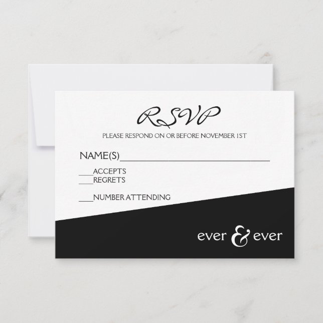 Tarjeta de RSVP Ever & Ever Black Angle (Anverso)