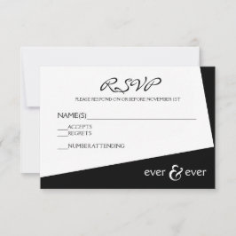 Tarjeta de RSVP Ever & Ever Negro y Blanco en Ángu