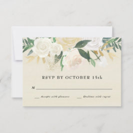 Tarjeta de RSVP Floral Acuarela + Acento Dorado