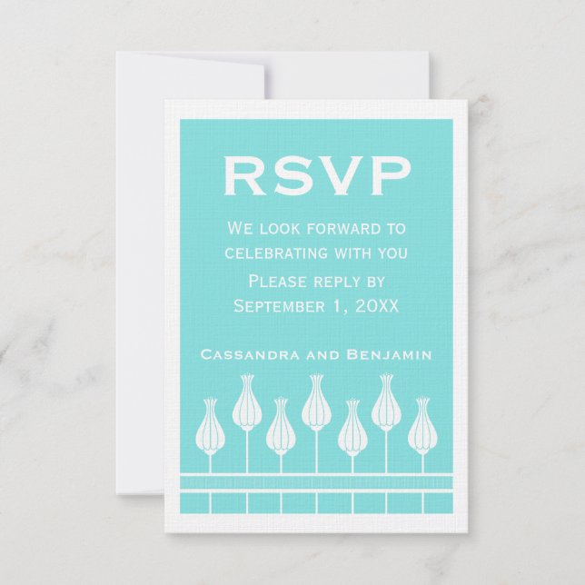Tarjeta de RSVP floral Art Deco (Anverso)