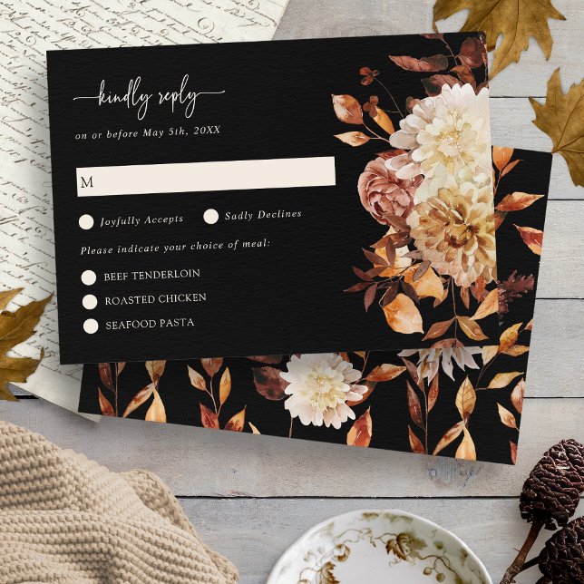 Tarjeta de RSVP Floral Boho Elegante (Elegant Floral Boho RSVP Card
)