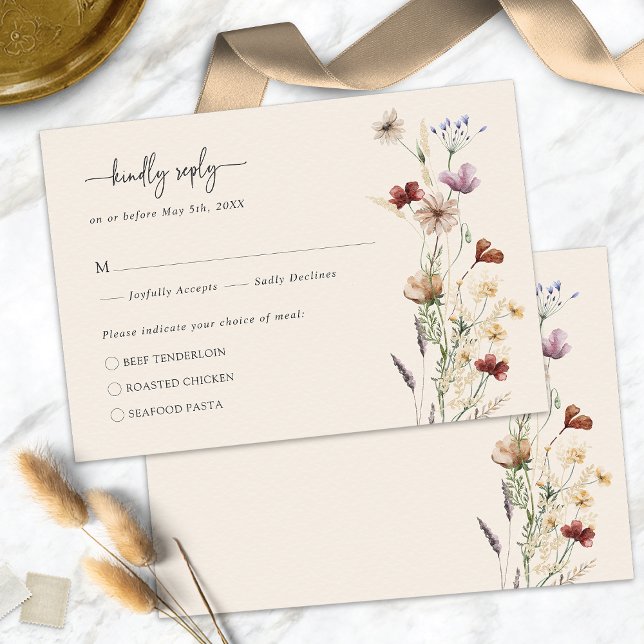 Tarjeta de RSVP Floral Boho Elegante (Elegant Floral Boho RSVP Card by Painted Paperie
)