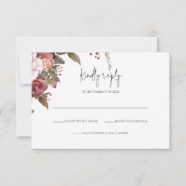 Tarjeta de RSVP Floral Boho Neutral Rústica