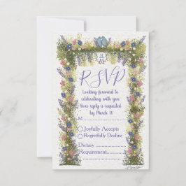Tarjeta de RSVP floral elegante 5x3.5 - Arte dibuj