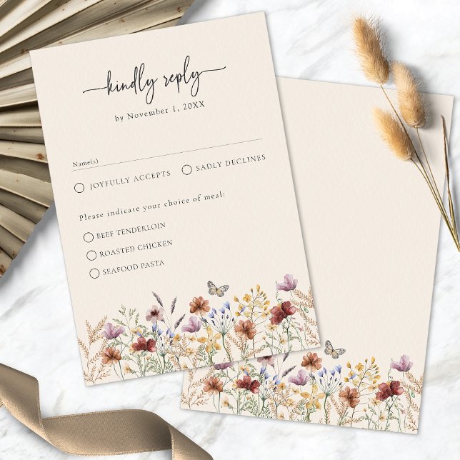 Tarjeta de RSVP Floral Elegante Boho (Floral Elegant Boho RSVP Card
)