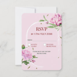 Tarjeta de RSVP floral elegante en rosa suave para