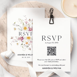 Tarjeta de RSVP floral elegante para bodas
