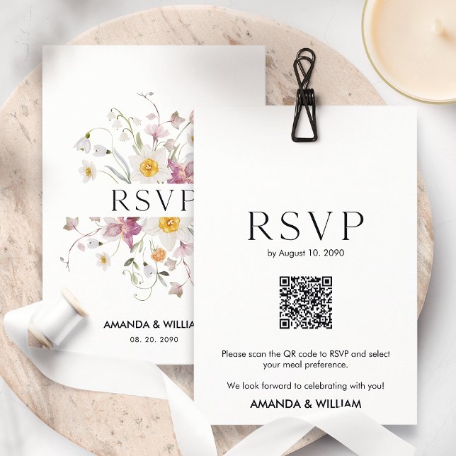 Tarjeta de RSVP floral elegante para bodas (Subido por el creador)