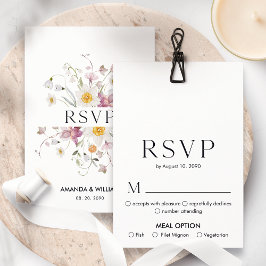 Tarjeta de RSVP floral elegante | Tarjeta de respu