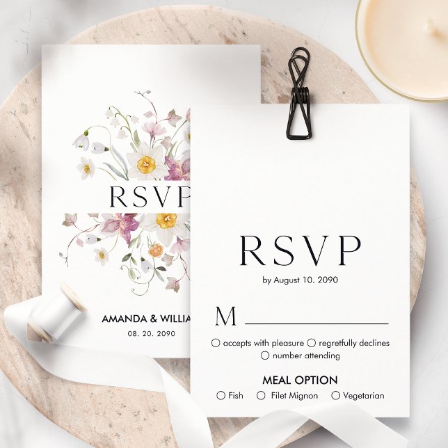 Tarjeta de RSVP floral elegante | Tarjeta de respu (Subido por el creador)