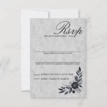 Tarjeta de RSVP floral negra y temperamental