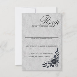 Tarjeta de RSVP floral negra y temperamental