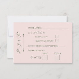 Tarjeta de RSVP Floral Pastel Rosa Pálido