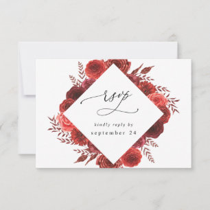 Tarjeta de RSVP floral roja con comida 2
