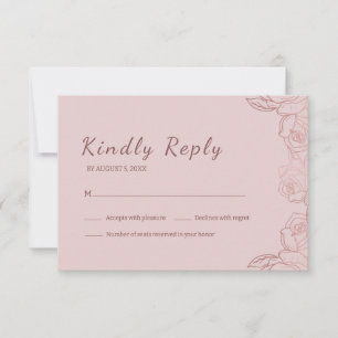 Tarjeta de RSVP floral rosa elegante y malva