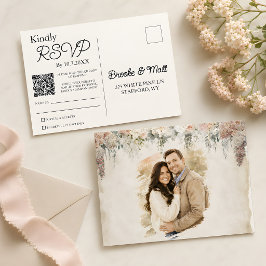 Tarjeta de RSVP floral rústica con voz suave