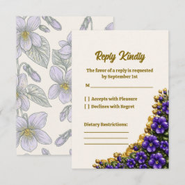 Tarjeta de RSVP Floral Violeta Azul de Illinois