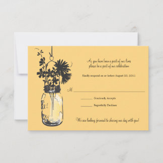 Tarjeta de RSVP Flores Silvestres y Tarro de Mason