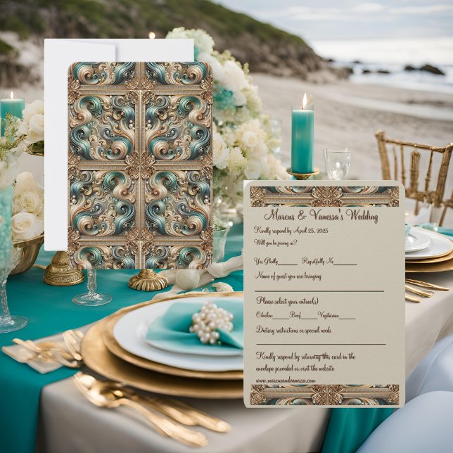 Tarjeta de RSVP Formal Pearl Coast Elegance (Subido por el creador)