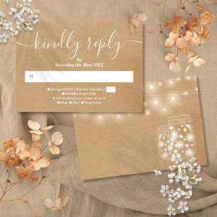 Tarjeta de RSVP Frascos de Mason Luces de Cuerda K