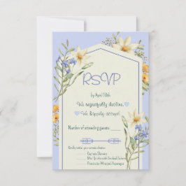 Tarjeta de RSVP geométrica con flores silvestres l