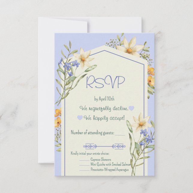 Tarjeta de RSVP geométrica con flores silvestres l (Anverso)