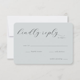 Tarjeta de RSVP gris azulado elegante