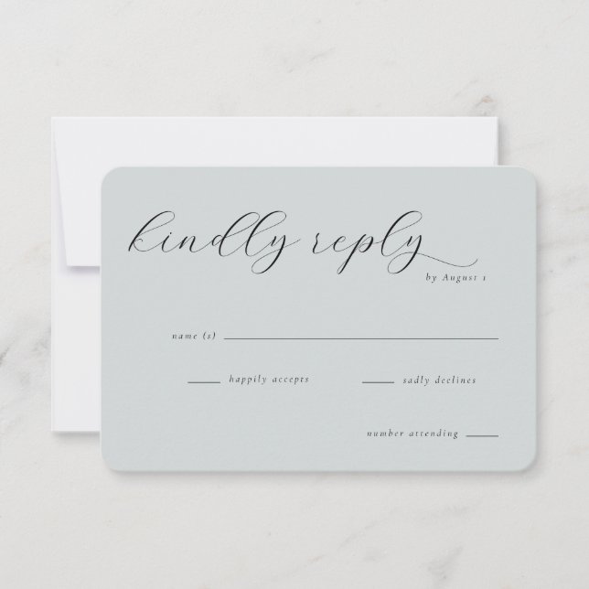 Tarjeta de RSVP gris azulado elegante (Anverso)