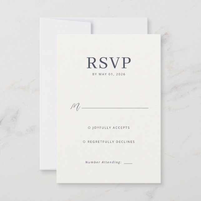Tarjeta de RSVP gris elegante (Anverso)