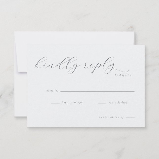 Tarjeta de RSVP gris elegante (Anverso)