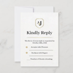 Tarjeta de RSVP Imperial Luxe – Respuesta con Mono