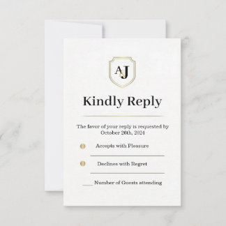 Tarjeta de RSVP Imperial Luxe – Respuesta con Mono