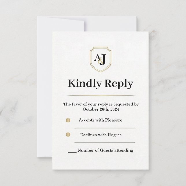Tarjeta de RSVP Imperial Luxe – Respuesta con Mono (Anverso)