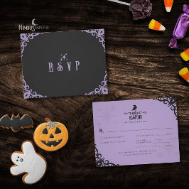 Tarjeta de RSVP Lavanda Gótica de Halloween Embruj