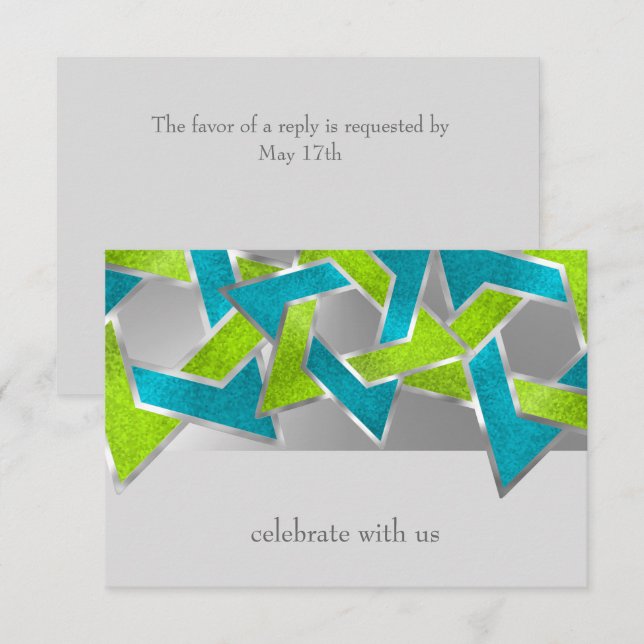 Tarjeta de RSVP Lima Turquesa Estrella de David Cu (Anverso / Reverso)