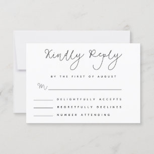 Tarjeta de RSVP manuscrita con minimalismo caprich