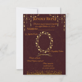 Tarjeta de RSVP Maroon Gold