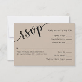 Tarjeta de RSVP Mínima con Letra de Amor Negro Lat