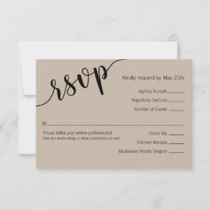 Tarjeta de RSVP Mínima con Letra de Amor Negro Lat