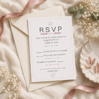 Tarjeta de RSVP Mínima Rosa Polvorienta Editable