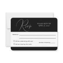 Tarjeta de RSVP Minimalista en Blanco y Negro