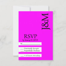 Tarjeta de RSVP minimalista fucsia magenta