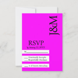 Tarjeta de RSVP minimalista fucsia magenta