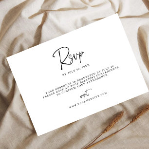 Tarjeta de RSVP minimalista moderna con guión de l