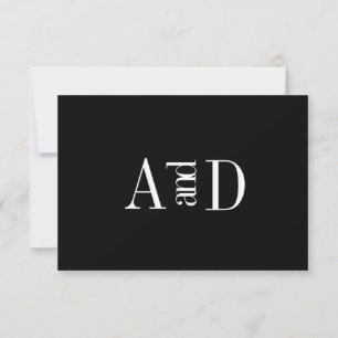 Tarjeta de RSVP minimalista moderna en negro y bla