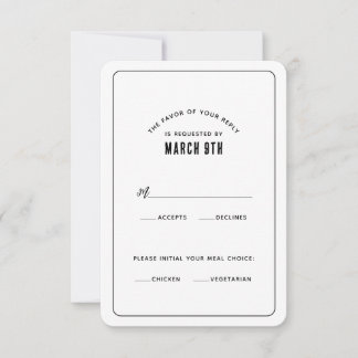 Tarjeta de RSVP minimalista moderna simple