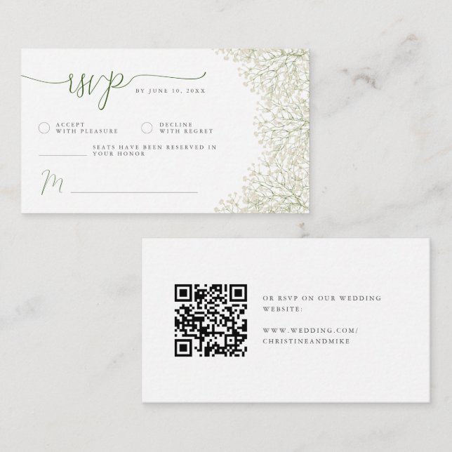Tarjeta de RSVP Minimalista para Boda con Aliento  (Anverso / Reverso)